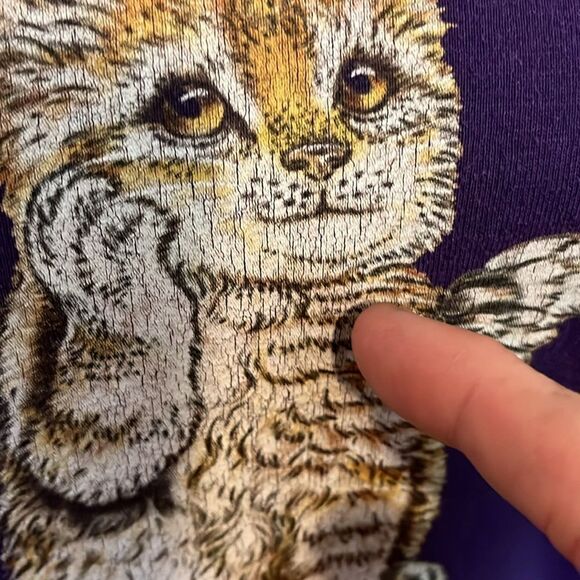 Y2K Cat Angel Halo Purple I Did Not Do It Graphic Shirt - Picture 7 of 8